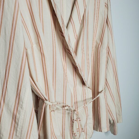 J Crew Womens Striped Wrap Blouse Size 2X Lightweight V Neck Career Preppy - Picture 2 of 7